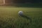 Golf ball on green grass. Neural network AI generated