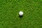 Golf ball on green grass texture of golf course for background.