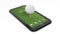 Golf ball on green tablet screen