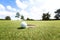 Golf ball near hole,