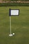 Golf ball near hole near putting green flag