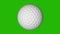 Golf ball quickly rotate on green screen. 3d animation