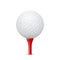 Golf ball on a red tee. Vector illustration.