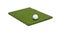 Golf Ball Resting on Section of Artificial Turf Grass On White Background