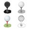 Golf ball on the stand.Golf club single icon in cartoon style vector symbol stock illustration web.