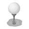 Golf ball on the stand.Golf club single icon in monochrome style vector symbol stock illustration web.