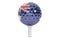 Golf ball on a tee with flag of Australian, 3D rendering