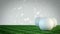 Golf balls on grass field with white bokeh background - seamless loop