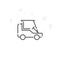Golf Cart, Club Car Vector Line Icon, Symbol, Pictogram, Sign. Light Abstract Geometric Background. Editable Stroke