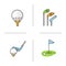 Golf color icons set
