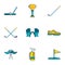 Golf competition icons set, cartoon style