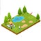 Golf Composition Concept 3d Isometric View. Vector