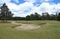 Golf course bunker/ sand trap on a golf course sourrounded by trees