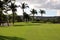 Golf course at Caribbean island with ocean in the back