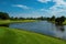 Golf Course at day time. Golf course with a rich green turf beautiful scenery.