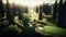 Golf course in the mountains. 3d render. Conceptual image