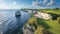 Golf Course Panorama on White Cliffs with Iconic Rock Arches and Blue Sea View