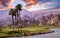 Golf courseat sunset  in palm springs, california