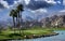 Golf courseat sunset  in palm springs, california