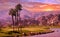 Golf courseat sunset  in palm springs, california