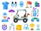 Golf Equipment and Clothes Icons in Flat