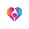 Golf Fire heart shape concept Logo Template Design