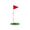 Golf flag on the grass with hole isolated on white background, flat element for golfing, golf equipment - vector