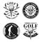 Golf four vector monochrome vintage emblems