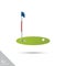 Golf green with flag, hole and ball smooth vector icon