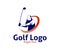 golf outdoor sport vector logo design inspiration, a player hits the ball with a swing stick