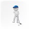 Golf player 3d people man blue figure logo