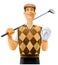 Golf player with club and ball