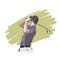 Golf player with driver, vector illustration