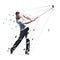 Golf player, low polygonal golfer, isolated vector illustration. Golf swing