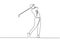 Golf player one line drawing. Continuous golfer illustration vector. Hobby sport concept activity