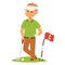 Golf player vector man and accessories golfing club male swing sport hobby equipment illustration