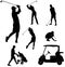 Golf players silhouettes