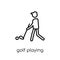 Golf playing icon. Trendy modern flat linear vector Golf playing