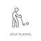 Golf playing linear icon. Modern outline Golf playing logo conce