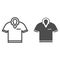 Golf polo shirt line and solid icon, golf concept, t-shirt sign on white background, Polo shirt icon in outline style