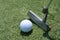 Golf Putter, Ball and Green