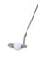 Golf putter and ball on white