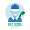 Golf School Emblem with Golfer Icon