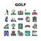 Golf Sportive Game On Playground Icons Set Vector