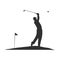 Golf swing, golf player isolated silhouette, golfer illustration with ball flag and club. Stock Vector illustration isolated on