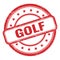 GOLF text on red grungy vintage round stamp