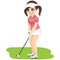 Golf Woman Player Preparing Shot