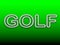 GOLF word with golf ball on green background