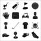 A golfer, a ball, a club and other golf attributes.Golf club set collection icons in black style vector symbol stock