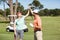 Golfer couple giving high five